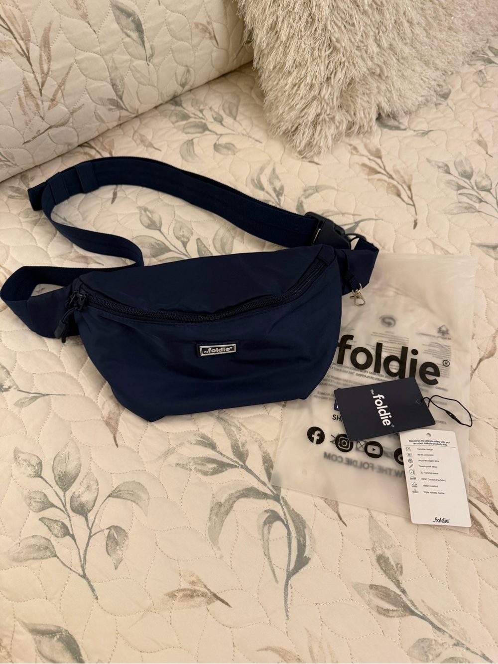 Foldie Navy Blue Waist Pack with Front Zip